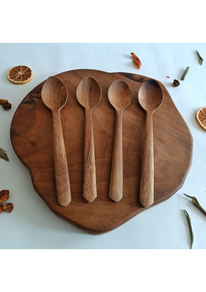Ahşap Tahta Servis, Sunum, Yemek Kaşığı Seti - El Yapımı - Ceviz Ağacı - 21 cm fiyatları