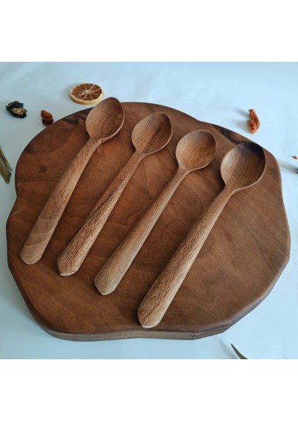 Ahşap Tahta Servis, Sunum, Yemek Kaşığı Seti - El Yapımı - Ceviz Ağacı - 21 cm modelleri
