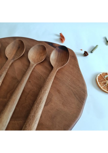 Ahşap Tahta Servis, Sunum, Yemek Kaşığı Seti - El Yapımı - Ceviz Ağacı - 21 cm fırsatları