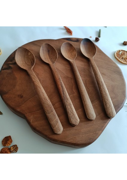 Ahşap Tahta Servis, Sunum, Yemek Kaşığı Seti - El Yapımı - Ceviz Ağacı - 21 cm indirimleri