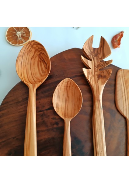 Ahşap Tahta Servis, Sunum, Kaşık Spatula ve Salata Servis Kaşığı Seti - El Yapımı - Zeytin Ağacı modelleri