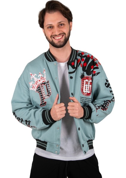 Kolları Önü ve Arkası Baskılı Üç Iplik Çıtçıtlı Kolej Mont 2304764