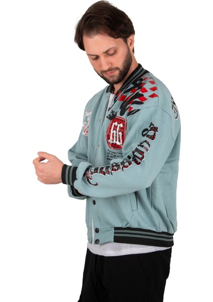 Kolları Önü ve Arkası Baskılı Üç Iplik Çıtçıtlı Kolej Mont 2304764