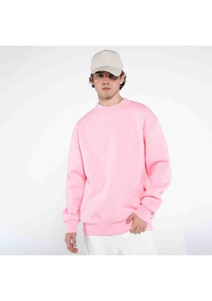 Oversize Pembe Sweatshirt Erkek