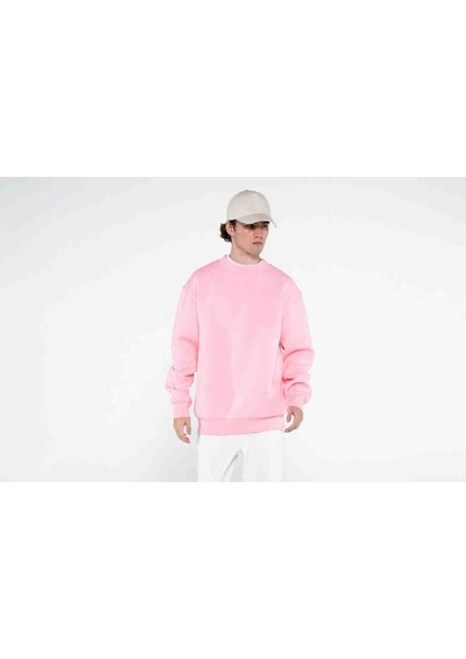 Oversize Pembe Sweatshirt Erkek