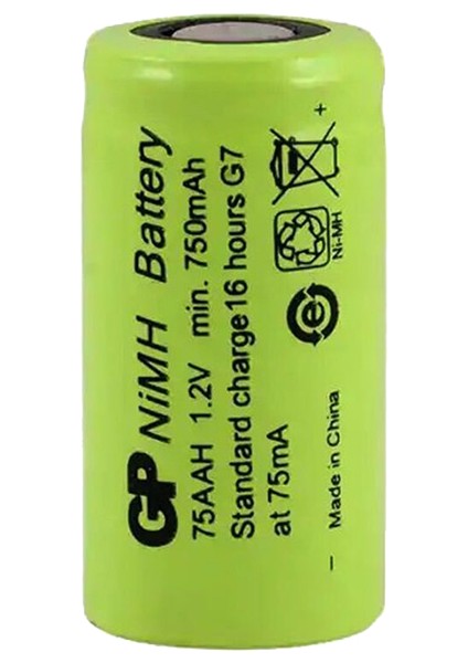 Gp 75 Aah 1.2 Volt 750 Mah 2 3AA Ni-Mh Düz Kafa Kısa Pil Şarjlı Pil