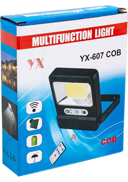 Powermaster Cob Ledli Solar Güneş Enerji Panelli Hareket Sensörlü Çok Fonksiyonlu Lamba Aydınlatma