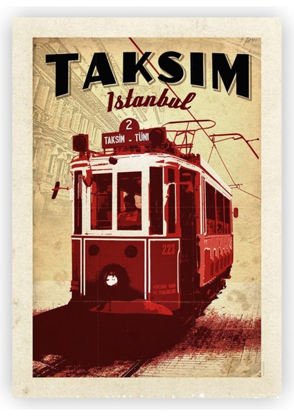 Taksim Tramvay Ahşap Poster 20X29 cm