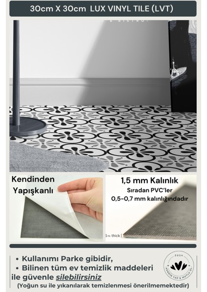 Kendinden Yapışkanlı Modern Tasarım Mutfak Banyo Zemin Duvar Kaplama 30CM×30CM(4'LÜ Paket)