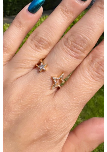 Çift Yıldız Ayarlanabilir Gold Yüzük