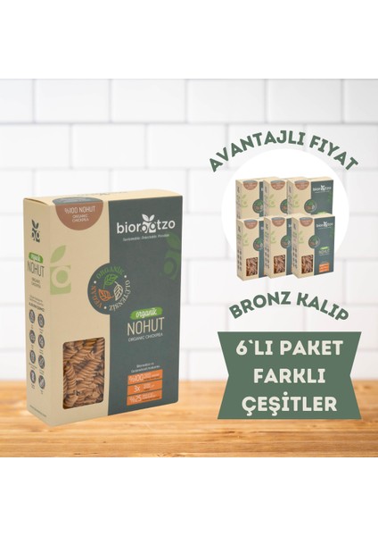 Organik Glütensiz Vegan Nohut Artizan Bronz Kalıp 6 Farklı Çeşit 200 gr x 6 Adet