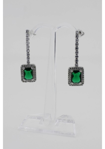 Diamond Model Yeşil Taşlı Küpe