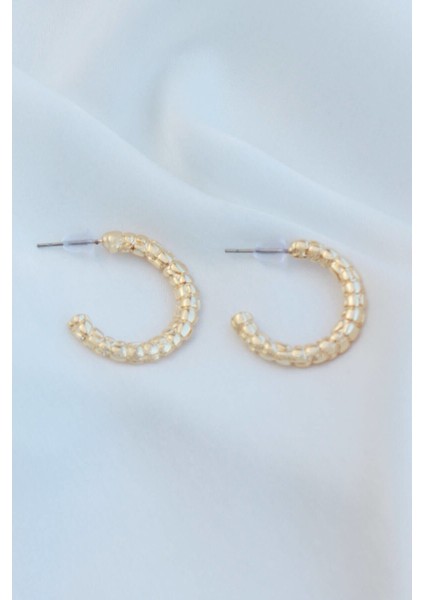 Orta Boy Desenli Gold Halka Küpe