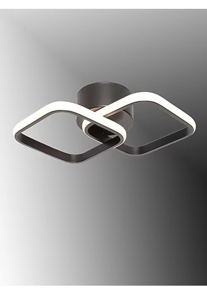 Modern Ikili Kare Model Tek Renk LED Avize