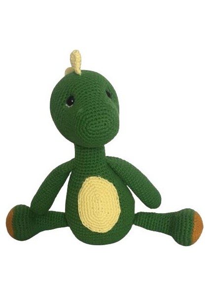 Sevimli Yeşil Dinozor Amigurumi Organik Oyuncak