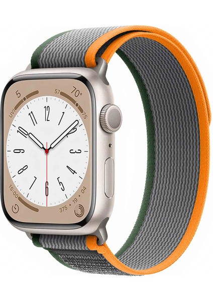 Trail Loop Kordon, Apple Watch ile Uyumlu Seri SE/11/10/9/8/7/6/5/4/3, 42mm-41mm-40mm-38mm, Turuncu Yeşil