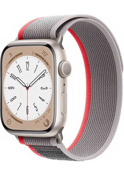 Trail Loop Kordon, Apple Watch ile Uyumlu Seri SE/11/10/9/8/7/6/5/4/3, 42mm-41mm-40mm-38mm, Kırmızı Gri