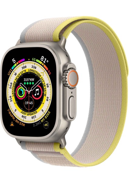 Trail Loop Kordon, Apple Watch ile Uyumlu Seri SE/11/10/9/8/7/6/5/4/3, 42mm-41mm-40mm-38mm, Sarı Gri