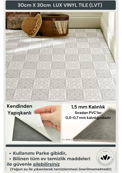 Kendinden Yapışkanlı Modern Tasarım Mutfak Banyo Zemin Duvar Kaplama 30CM×30CM(4'LÜ Paket)