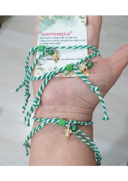 Üç Adet Renkli Inci ve Kaplumbağa Sallantılı Marteniçka Bileklik