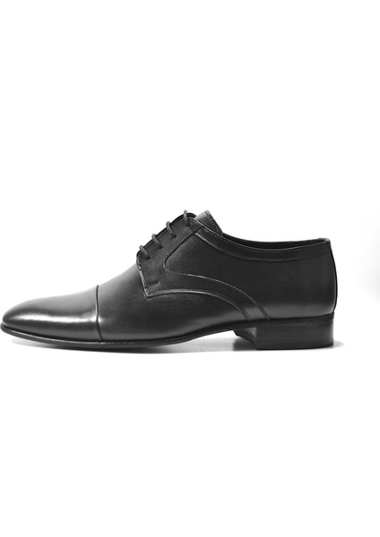 107 Deri Siyah Bağlı Klasik Erkek Kösele Ayakkabı