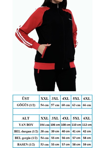 Kadın Siyah Yarım Balıkçı Yaka Boydan Fermuarlı Iki Iplik Büyük Beden Eşofman Takım EDY18307B-S indirimleri