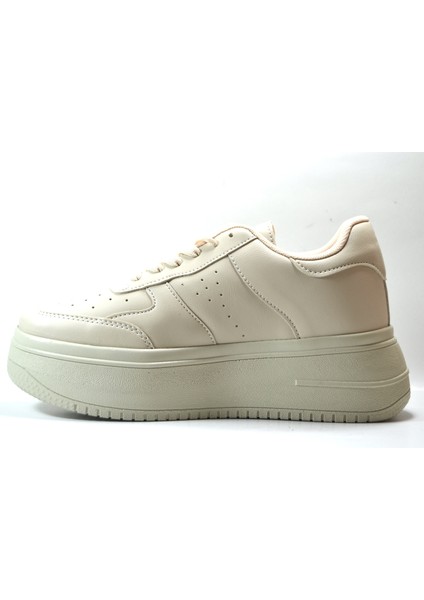 Dr.05 Bej Yüksek Taban Kadın Sneaker Ayakkabı