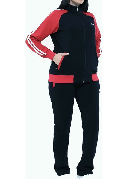 Kadın Lacivert Yarım Balıkçı Yaka Boydan Fermuarlı Iki Iplik Büyük Beden Eşofman Takım EDY18307B-L modelleri