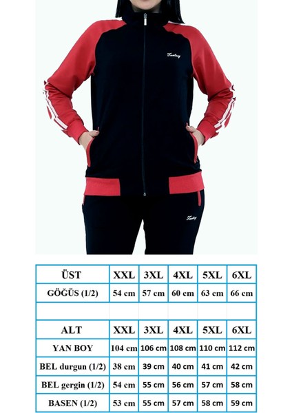 Kadın Lacivert Yarım Balıkçı Yaka Boydan Fermuarlı Iki Iplik Büyük Beden Eşofman Takım EDY18307B-L indirimleri