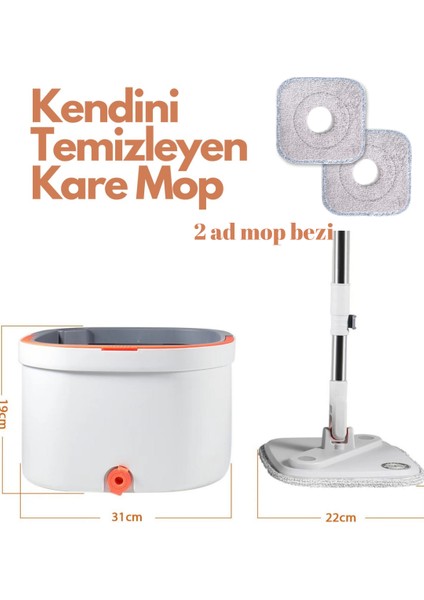 Acero Temiz Ve Kirli Suyu Ayıran Otomatik Mop Temizlik Seti 1 Yedek Mop Bezi Hediyeli