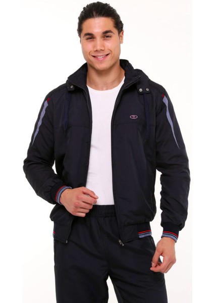 Koyu Lacivert Erkek Mıcropoly Kumaş Içi Polarlı Kapüşonlu Kışlık Eşofman Takım EDY2597L fırsatları