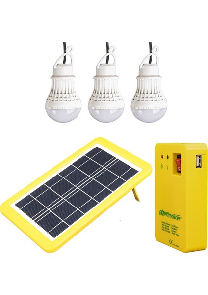 Powermaster PM-8905 Güneş Panelli 3 Lambalı Powerbank Özellikli Çok Amaçlı Şarjlı Solar Aydınlatma