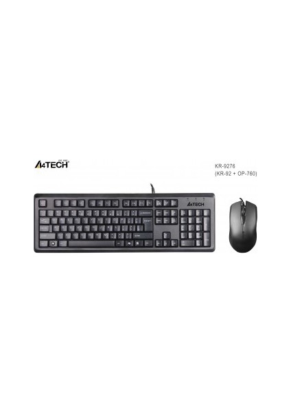 A4 Tech KR-9276 Q USB Standart Klavye+Optik Mouse