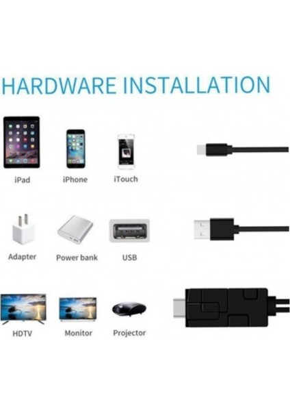 Iphone Lightning Hdmi Tv Görüntü Aktarımı X-11 Ios 13 -(7-8-X-11 Pro)