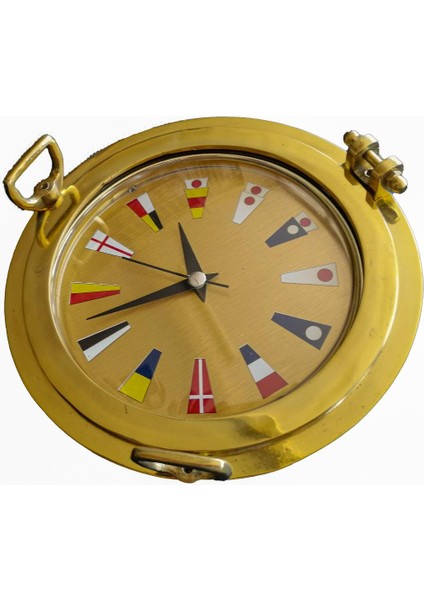 Pirinç Döküm Çap 20CM Lumbozlu Işaret Sancaklı Motifli Duvar Saati fiyatları