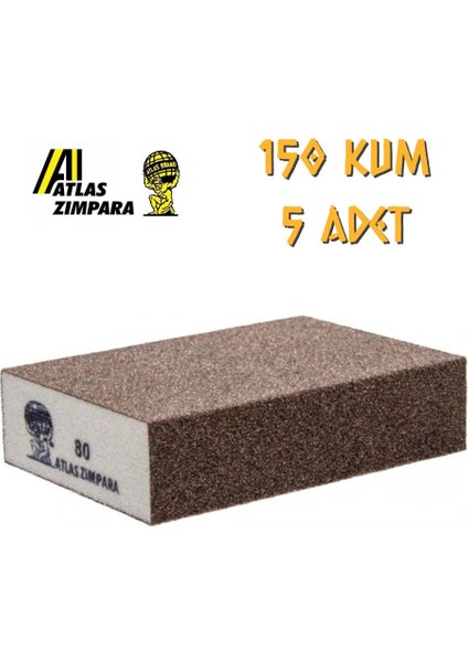 Sünger Zımpara - Kalın 4 Taraflı - 150 Kum - 5 Adet