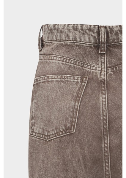 AÇELYAOKCU Yüksek Bel Wed Leg Kar Yıkama Geniş Paça Dikişsiz Jean