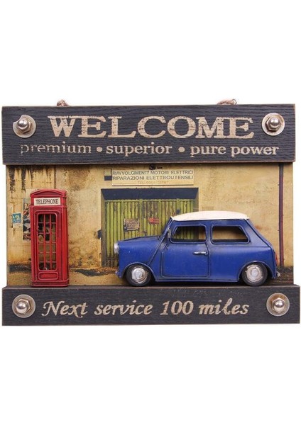 Dekoratif Metal Kapı Yazısı Araba Ve Telefon Kulübesi Dekorlu