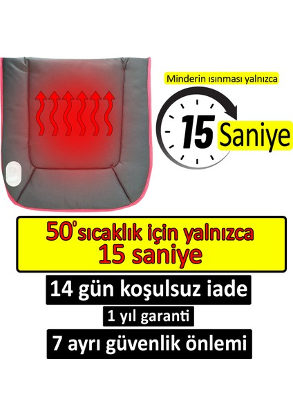 Jel Isıtmalı Oto Koltuk Minderi - Oto Koltuk Isıtıcı - Isıtmalı Minder - 15 Saniyede 50 Derece Koltuk Isıtma Minderi