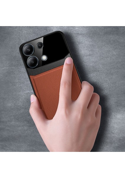 Xiaomi Redmi Note 13 5g Uyumlu Kılıf Lens Deri Kılıf Kahverengi modelleri