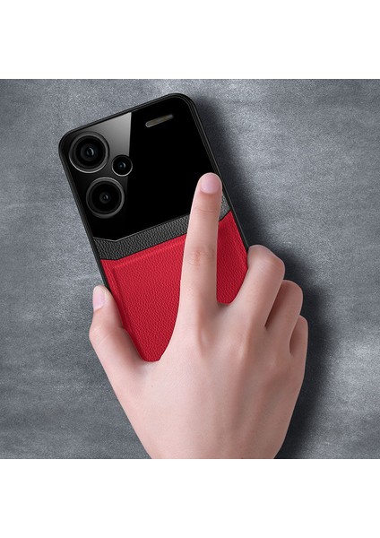 Xiaomi Redmi Note 13 Pro Plus 5g Uyumlu Kılıf Lens Deri Kılıf Kırmızı modelleri