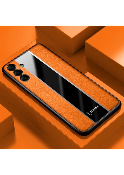 Samsung Galaxy A25 5g Uyumlu Kılıf Premium Deri Kılıf Turuncu
