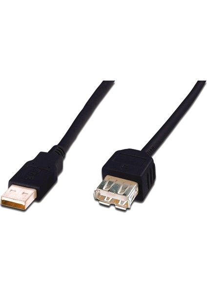 USB 2.0 Uzatma Kablosu, USB A Erkek - USB A Dişi, 3 metre, AWG 28, USB 2.0 uyumlu, UL, siyah renk