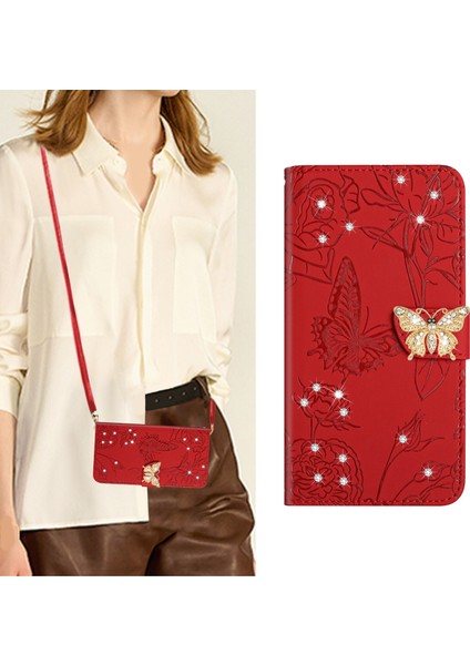 Samsung Galaxy A70E Için Cüzdan Kelebek Kapağı Ayarlanabilir Boyun Kayışı Crossbody Lanyard Kılıf (Yurt Dışından)