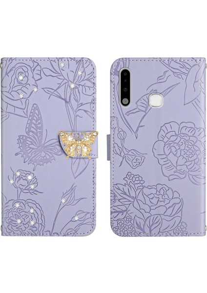 Samsung Galaxy A70E Için Cüzdan Kelebek Kapağı Ayarlanabilir Boyun Kayışı Crossbody Lanyard Kılıf (Yurt Dışından)