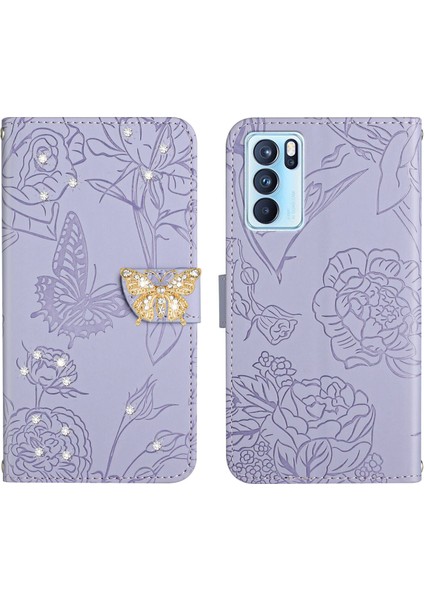 Oppo Reno 6 Pro 5g Için Cüzdan Kelebek Kapağı Ayarlanabilir Boyun Kayışı Crossbody Lanyard Kılıf (Yurt Dışından)