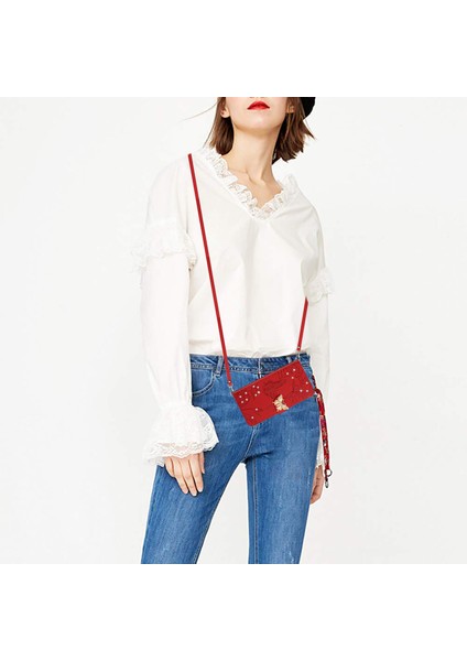 Samsung Galaxy A70E Için Cüzdan Kelebek Kapağı Ayarlanabilir Boyun Kayışı Crossbody Lanyard Kılıf (Yurt Dışından)