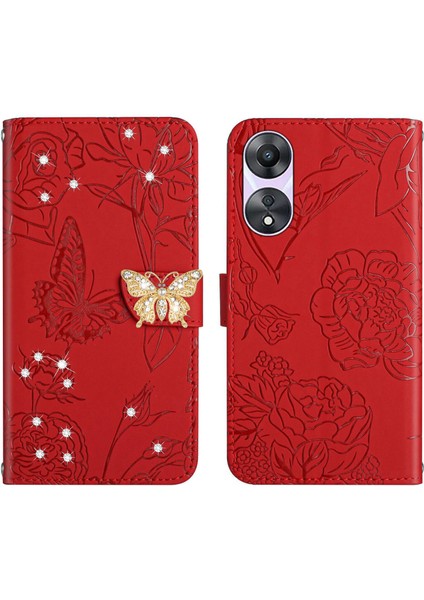 Oppo A78 4g Için Cüzdan Kelebek Kapağı Ayarlanabilir Boyun Kayışı Crossbody Lanyard Kılıf (Yurt Dışından)