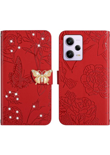 Xiaomi Redmi Note 12 Pro Için Cüzdan Kelebek Kapağı Ayarlanabilir Boyun Kayışı Crossbody Lanyard Kılıf (Yurt Dışından)
