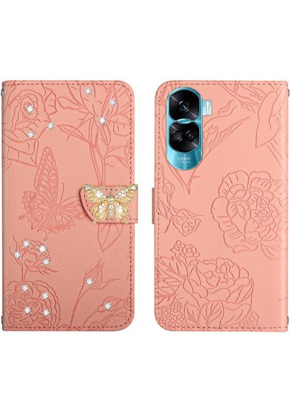 Honor 90 Lite 5g Için Cüzdan Kelebek Kapağı Ayarlanabilir Boyun Kayışı Crossbody Lanyard Kılıf (Yurt Dışından)